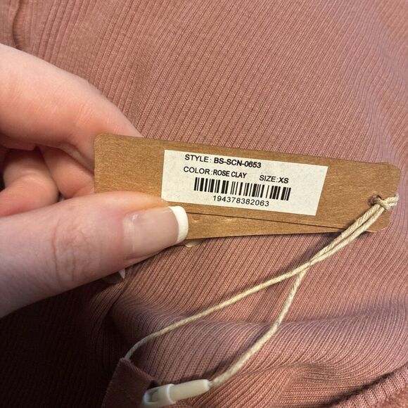 skims New rose clay Tan Pink ribbed bodysuit Cotton Elastane Xs - Picture 4 of 5